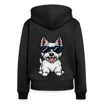 Cartoon West Highland Terriermit Sonnenbrille - Frauen Premium Bio Zip Hoodie - Schwarz - Hinten - Julia (174cm)