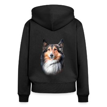 Shetland Dog Head - Women's Premium Organic Zip Hoodie - black - Back - Julia (174cm)