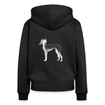 Saluki - Women's Premium Organic Zip Hoodie - black - Back - Julia (174cm)