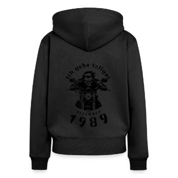 35. Geburtstag Ich gebe Vollgas seit 12/1989 - Frauen Premium Bio Zip Hoodie - Schwarz - Hinten - Julia (174cm)