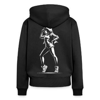 Design adolescent à la mode pour les filles et les jeunes femmes - Sweat à capuche zippé Premium bio Femme - noir - Dos - Julia (174cm)