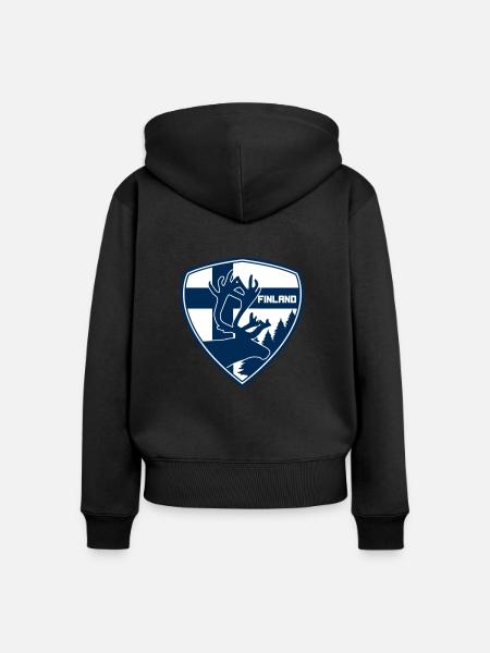 FINLAND - Reindeer - Frauen Premium Bio Zip Hoodie - Schwarz