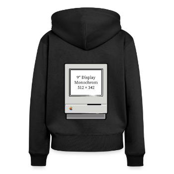 Computer Classic IT - alter Comuter - Frauen Premium Bio Zip Hoodie - Schwarz - Hinten - Julia (174cm)
