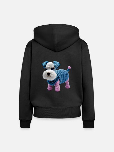 Gestrickter -Zwergschnauzer - Frauen Premium Bio Zip Hoodie - Schwarz
