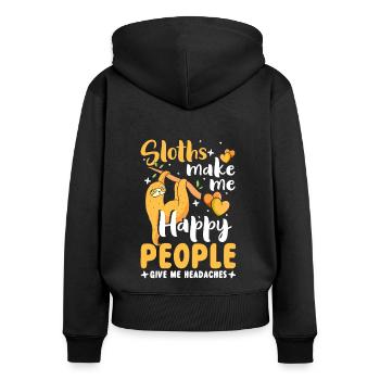 Faultier Schlafen Süß - Frauen Premium Bio Zip Hoodie - Schwarz - Hinten - Julia (174cm)