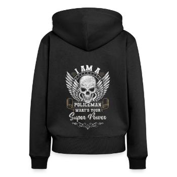 Menottes du commissaire d’occupation de la police - Sweat à capuche zippé Premium bio Femme - noir - Dos - Julia (174cm)
