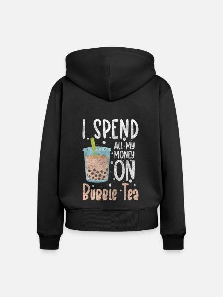 Bubble Tea Süß - Frauen Premium Bio Zip Hoodie - Schwarz