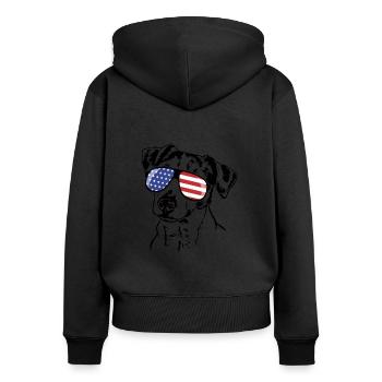 JACK RUSSELL TERRIER America Flag Sunglasses - Women's Premium Organic Zip Hoodie - black - Back - Julia (174cm)