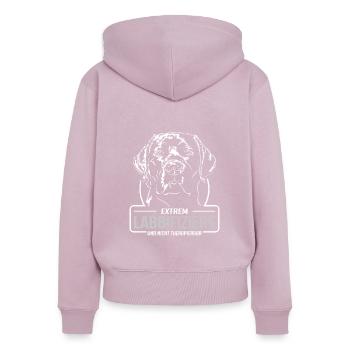 LABBIFIZIERT Labrador Retriever Labbi Wilsigns - Frauen Premium Bio Zip Hoodie - Altrosa - Hinten - Julia (174cm)