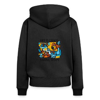 Art Is Chaos, The Form Quotes Takes Figures - Women's Premium Organic Zip Hoodie - black - Back - Julia (174cm)