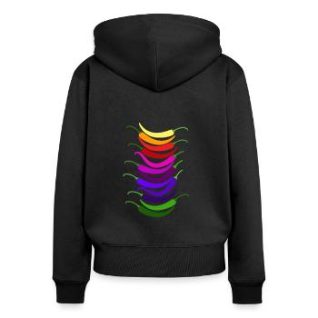Sehr Lustiges Zitat Im Russischen Hundelachen Herz - Frauen Premium Bio Zip Hoodie - Schwarz - Hinten - Julia (174cm)
