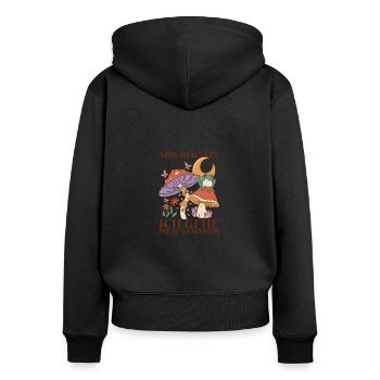 Mir reichts Champignons Ranger Pilzsucher Frosch - Frauen Premium Bio Zip Hoodie - Schwarz - Hinten - Julia (174cm)