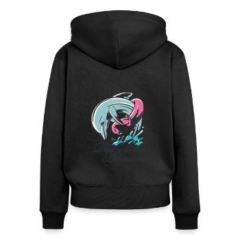 Plongez dans l’aventure des animaux marins de l’océan - Sweat à capuche zippé Premium bio Femme - noir - Dos - Julia (174cm)