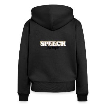 Orthophoniste Retro Rainbow Prononciation légale - Sweat à capuche zippé Premium bio Femme - noir - Dos - Julia (174cm)