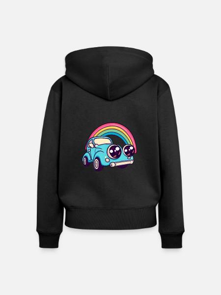 car rainbow - Frauen Premium Bio Zip Hoodie - Schwarz