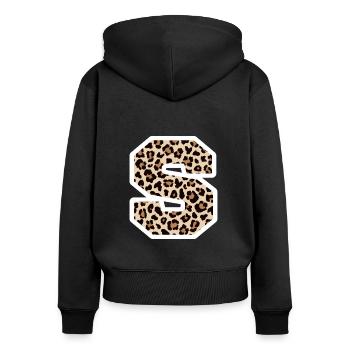 Buchstaben-S-Leopardenmuster - Geschenkidee zum Geburtstag - Frauen Premium Bio Zip Hoodie - Schwarz - Hinten - Julia (174cm)