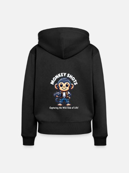 Schimpansen-Fotograf - Frauen Premium Bio Zip Hoodie - Schwarz