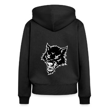 wolf - Women's Premium Organic Zip Hoodie - black - Back - Julia (174cm)