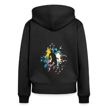 Soccer Stop The Ball Color Splash - Sweat à capuche zippé Premium bio Femme - noir - Dos - Julia (174cm)