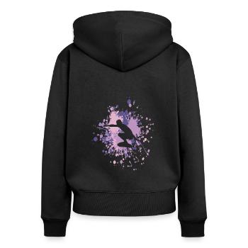 Grand Surfer Color Splash - Sweat à capuche zippé Premium bio Femme - noir - Dos - Julia (174cm)