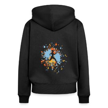 Athletics Running Woman Color Splash - Frauen Premium Bio Zip Hoodie - Schwarz - Hinten - Julia (174cm)