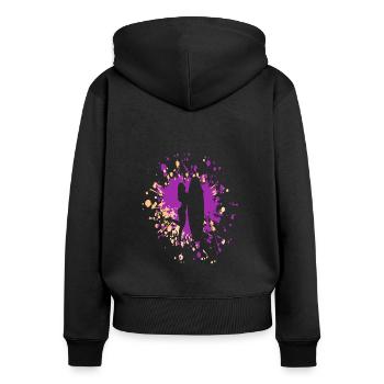 Surfer Girl Color Splash - Sweat à capuche zippé Premium bio Femme - noir - Dos - Julia (174cm)
