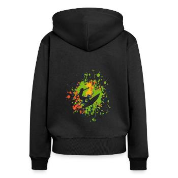 Surfer sur le Color Splash - Sweat à capuche zippé Premium bio Femme - noir - Dos - Julia (174cm)