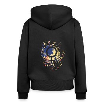 Signe féminin Symbole Couleur Splash - Sweat à capuche zippé Premium bio Femme - noir - Dos - Julia (174cm)