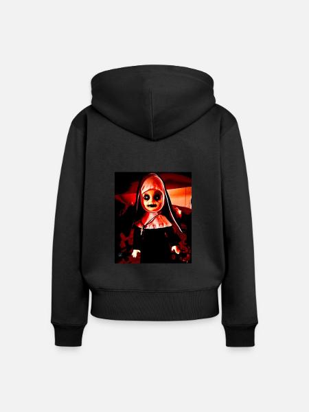 Nonne - Frauen Premium Bio Zip Hoodie - Schwarz