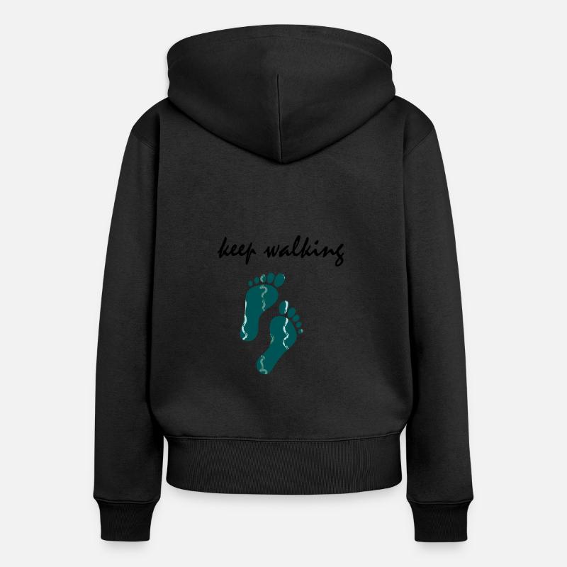 Continuez à marcher - continuez ! - Sweat à capuche zippé Premium bio Femme - noir