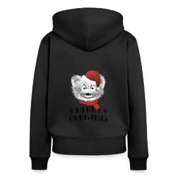 Merry Christmas Bear - Bear cute Merry Christmas - Women's Premium Organic Zip Hoodie - black - Back - Julia (174cm)