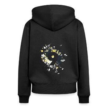 Splash couleur numéro 9 - Sweat à capuche zippé Premium bio Femme - noir - Dos - Julia (174cm)