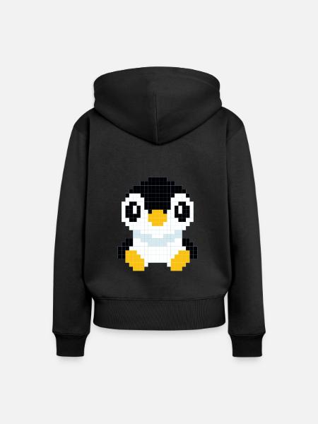 Ein pixeliger Pinguin - Frauen Premium Bio Zip Hoodie - Schwarz