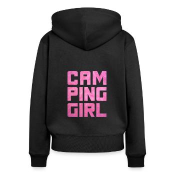 Campinggirl Camper flauschig Mädchen pink Fell Van - Frauen Premium Bio Zip Hoodie - Schwarz - Hinten - Julia (174cm)