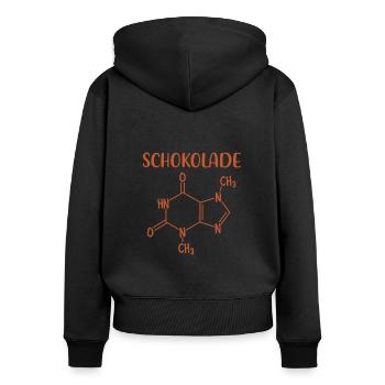 Schokolade Formel - Naschkatze Chemie Kakao - Frauen Premium Bio Zip Hoodie - Schwarz - Hinten - Julia (174cm)