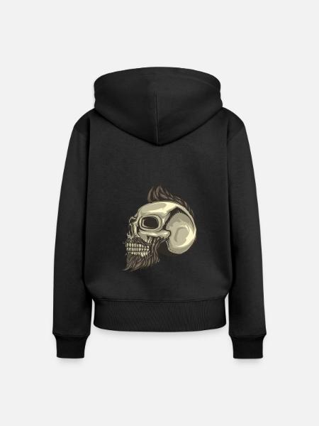 Totenkopf Bart - Frauen Premium Bio Zip Hoodie - Schwarz
