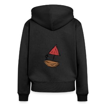 Bateau pirate - Sweat à capuche zippé Premium bio Femme - noir - Dos - Julia (174cm)