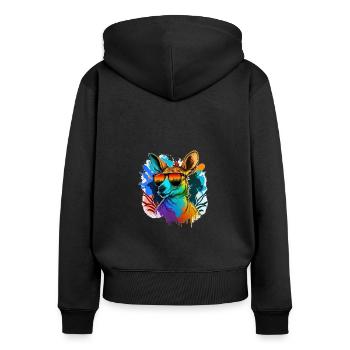 Kangaroo shirt - Women's Premium Organic Zip Hoodie - black - Back - Julia (174cm)