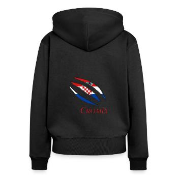 Croatia - Frauen Premium Bio Zip Hoodie - Schwarz - Hinten - Julia (174cm)