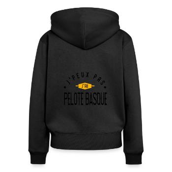 Je peux pas j'ai PELOTE BASQUE - Sweat à capuche zippé Premium bio Femme - noir - Dos - Julia (174cm)