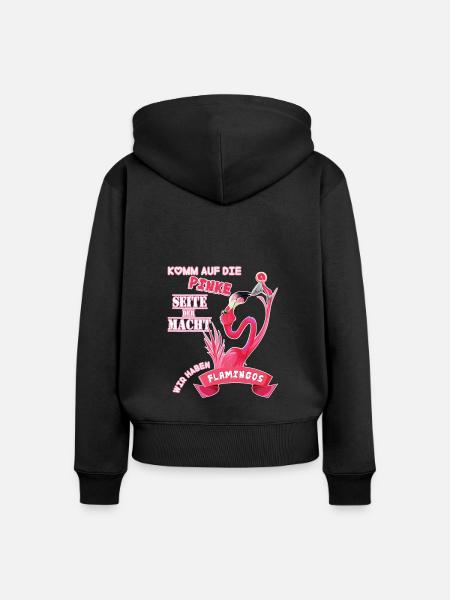 Flamingo - Frauen Premium Bio Zip Hoodie - Schwarz