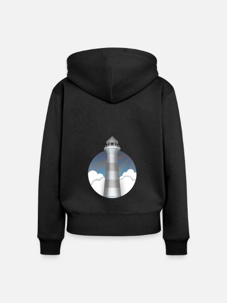Leuchtturm - Frauen Premium Bio Zip Hoodie - Schwarz