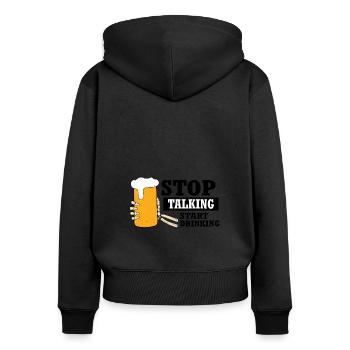 Beer Alcohol Booze Gift Drinking Saying Party - Women's Premium Organic Zip Hoodie - black - Back - Julia (174cm)