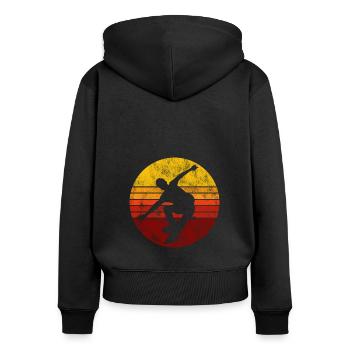 Skateboarder Skateboard Skater Skate Skateing - Sweat à capuche zippé Premium bio Femme - noir - Dos - Julia (174cm)