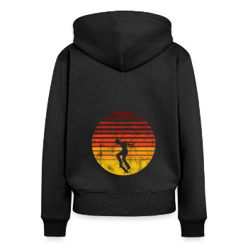 Skateboarder Skateboard Skater Skate Skateing - Sweat à capuche zippé Premium bio Femme - noir - Dos - Julia (174cm)