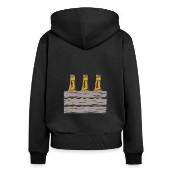 Caisse à bière - Sweat à capuche zippé Premium bio Femme - noir - Dos - Julia (174cm)