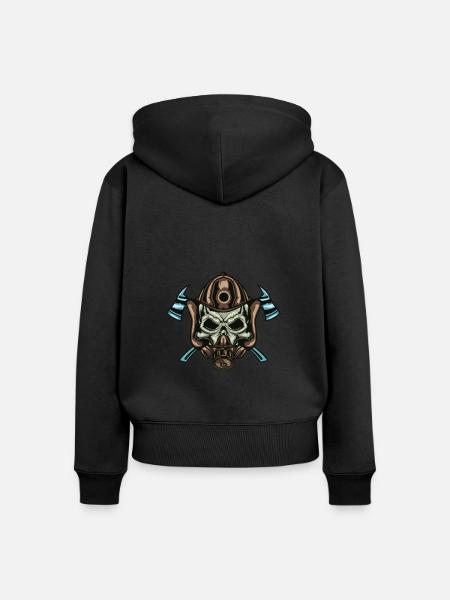 Firefighter Totenkopf - Frauen Premium Bio Zip Hoodie - Schwarz