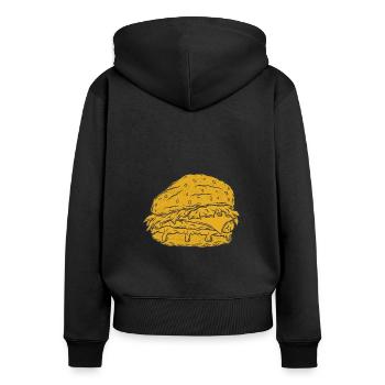 Burger - Frauen Premium Bio Zip Hoodie - Schwarz - Hinten - Julia (174cm)