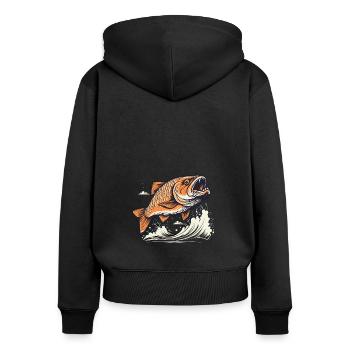Édition Pêcheur - Sweat à capuche zippé Premium bio Femme - noir - Dos - Julia (174cm)