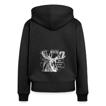 Animal spirituel - animal puissant - orignal - mousse - blanc - Sweat à capuche zippé Premium bio Femme - noir - Dos - Julia (174cm)